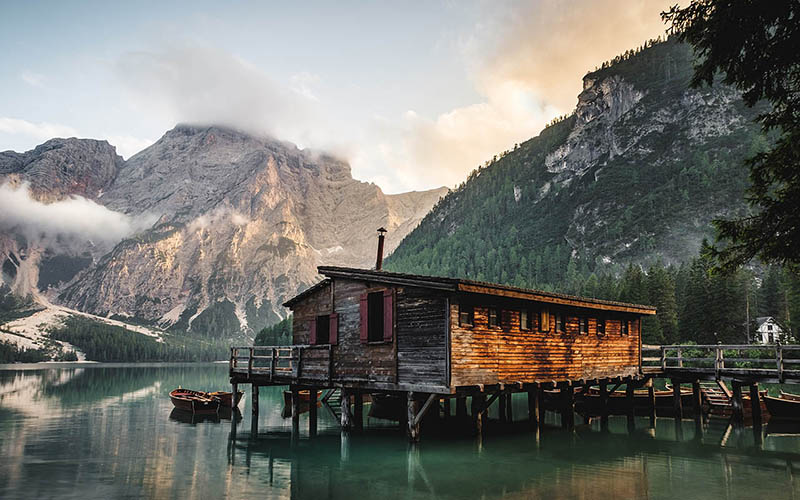cabin on a lake