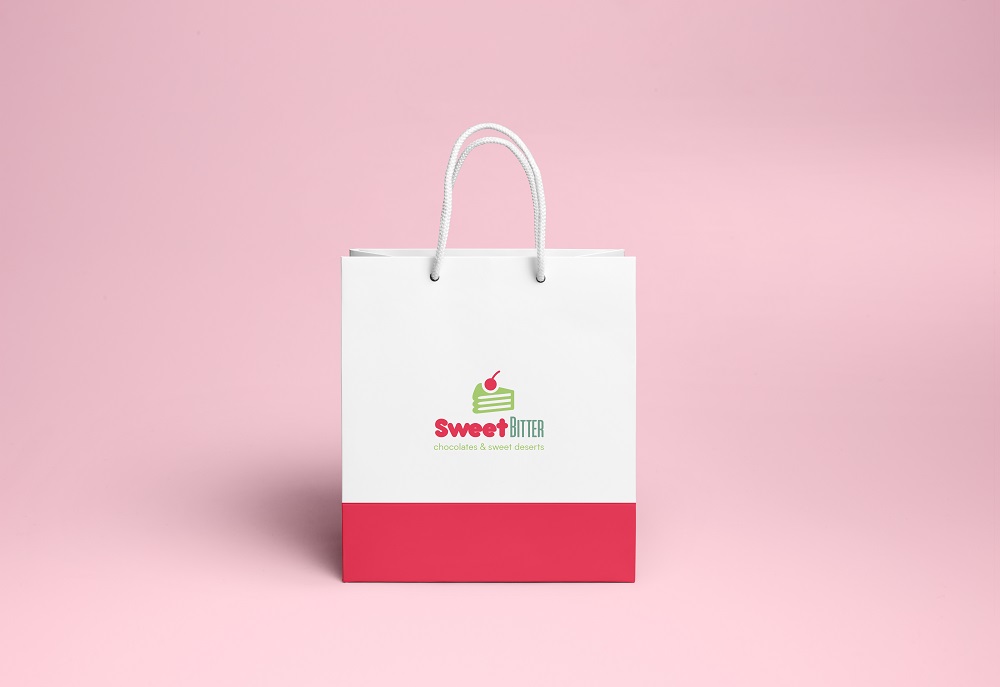 Plastic hand bag design for the store SweetBitter.