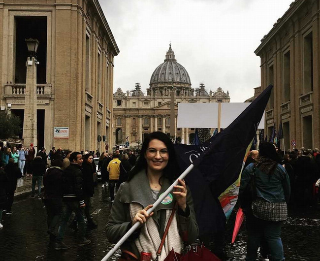 Student participating in the Peace March in Rome