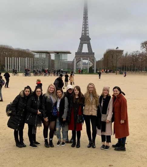 Students at the Eiffel Tower