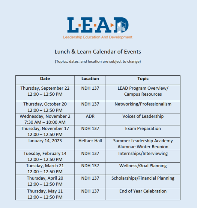 Lead calendar